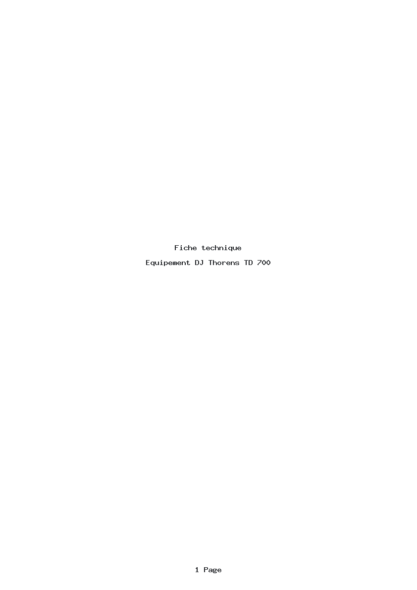 Page 1 de la notice Fiche technique Thorens TD 700