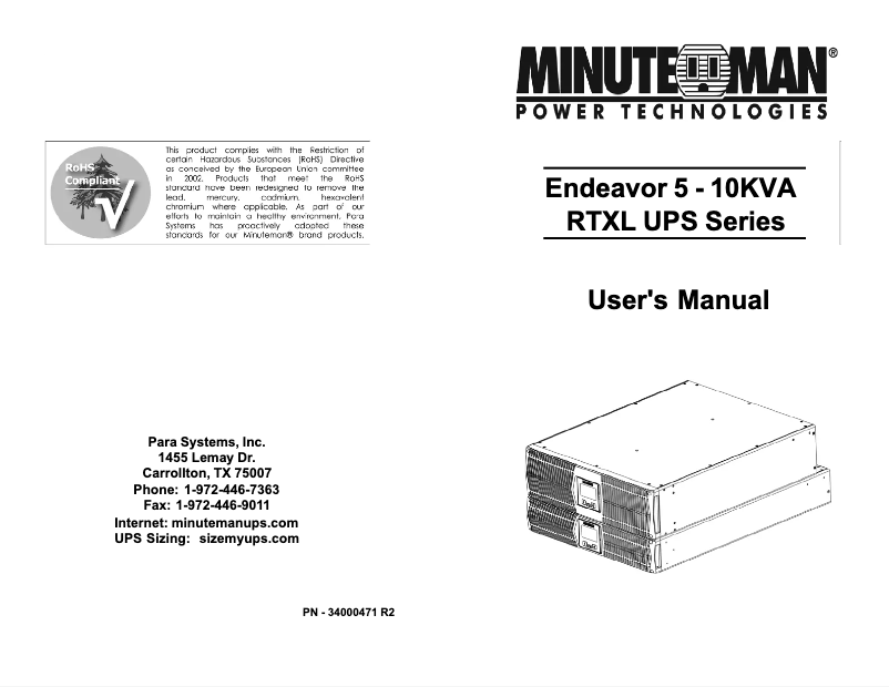 Página 1 del manual Manual de usuario Minuteman ED5200RTXL