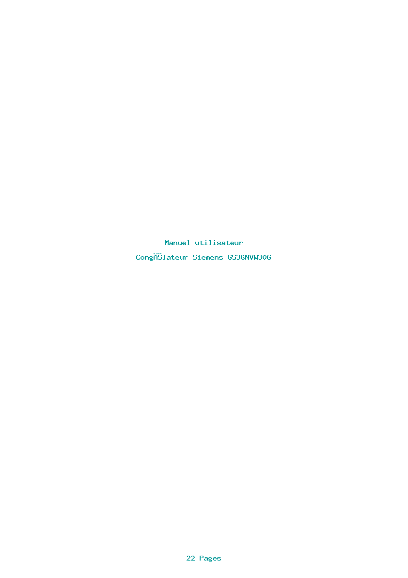 Page 1 de la notice Manuel utilisateur Siemens GS36NVW30G