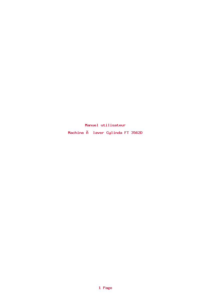 Page 1 de la notice Manuel utilisateur Cylinda FT 3562D