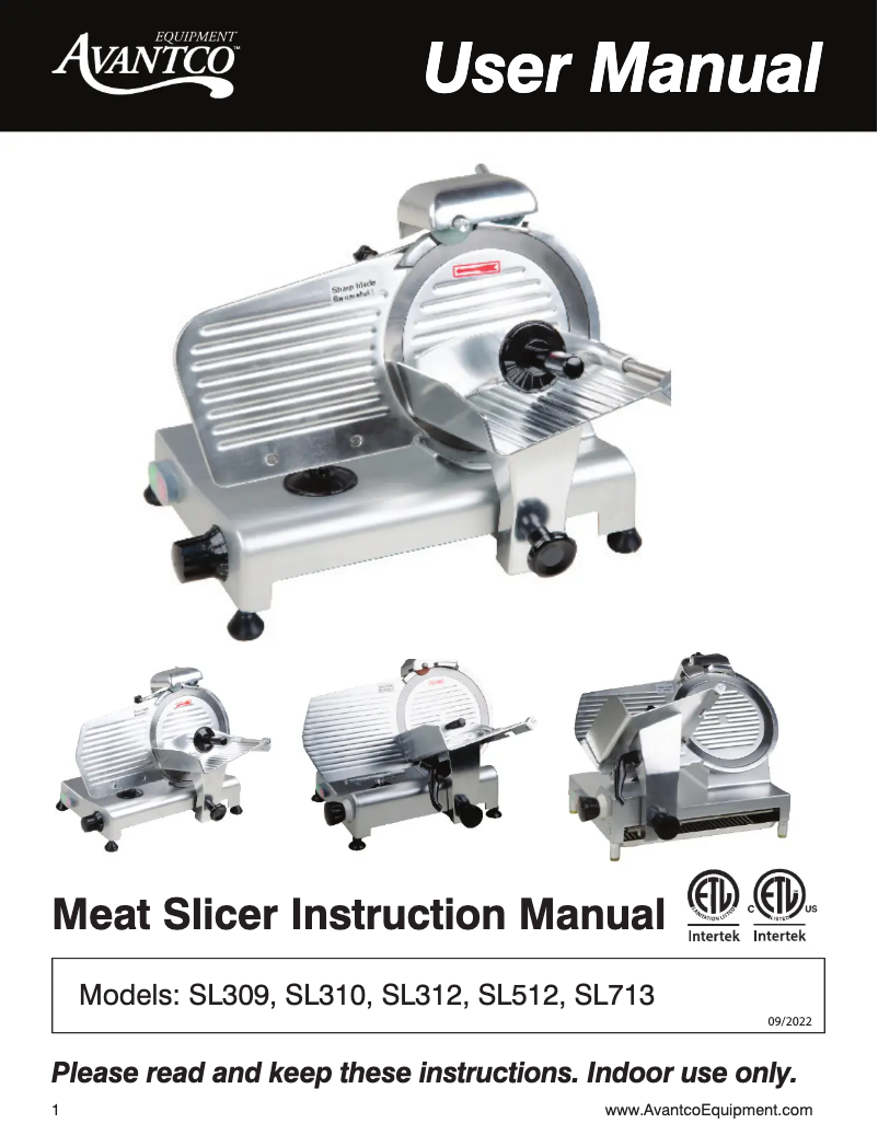 Page 1 de la notice Manuel utilisateur Avantco SL312