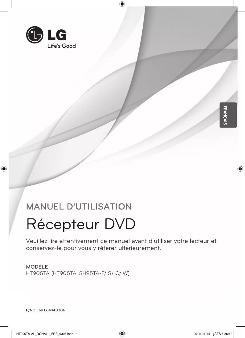 Page 1 de la notice Manuel utilisateur LG HT905TA