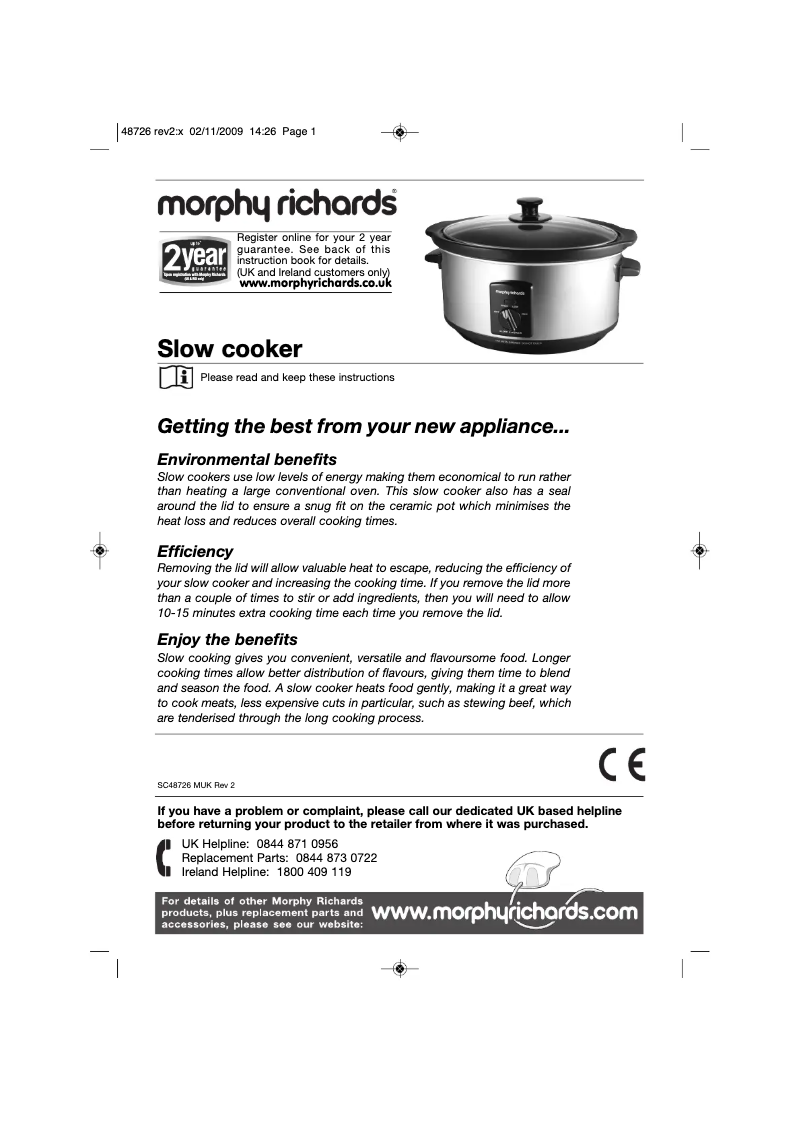 Page 1 de la notice Manuel utilisateur Morphy Richards Accents 48728