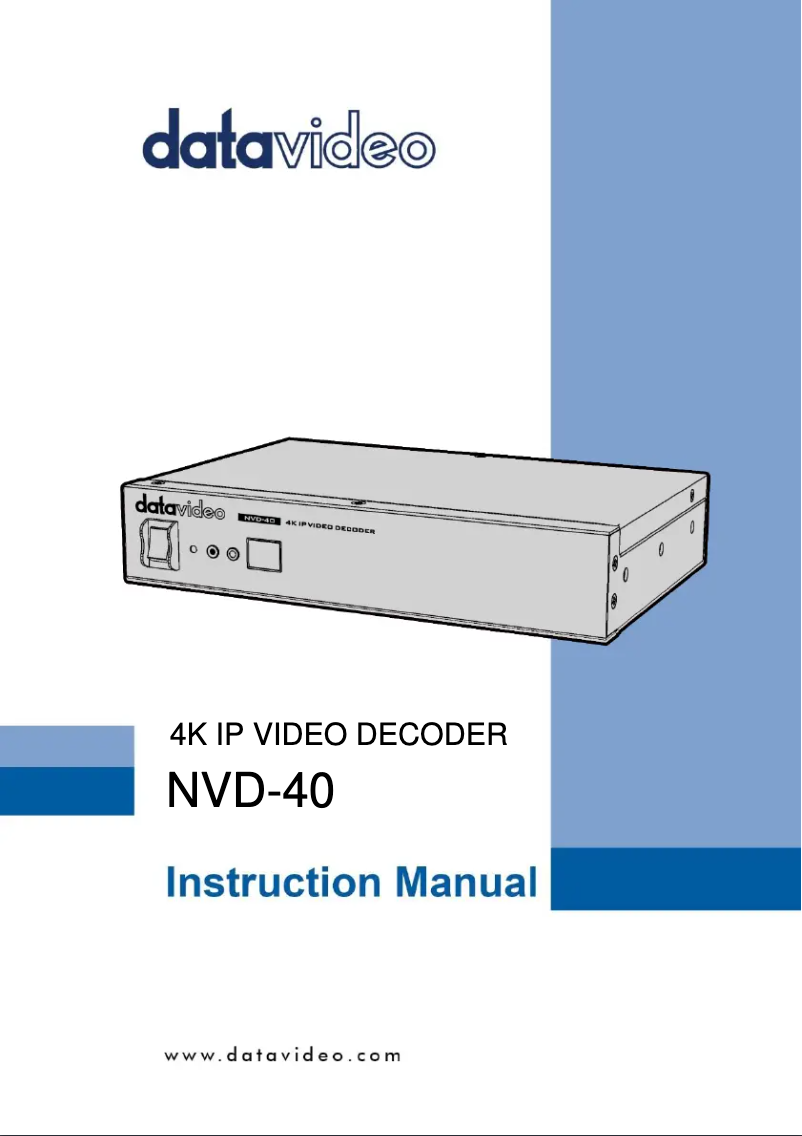Page 1 of the manual User Manual DataVideo NVD-40
