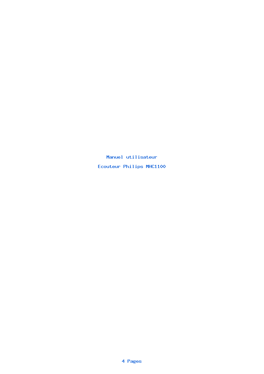 Page 1 de la notice Manuel utilisateur Philips MHC1100