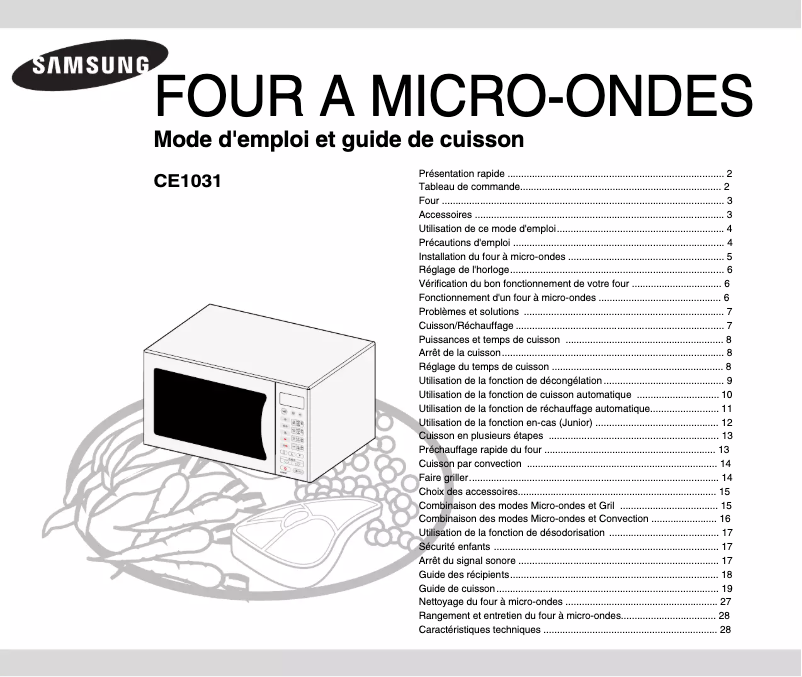 Page 1 de la notice Manuel utilisateur Samsung CE1031