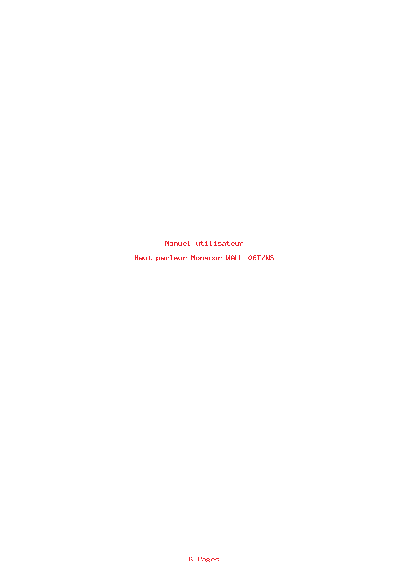 Page 1 de la notice Manuel utilisateur Monacor WALL-06T/WS