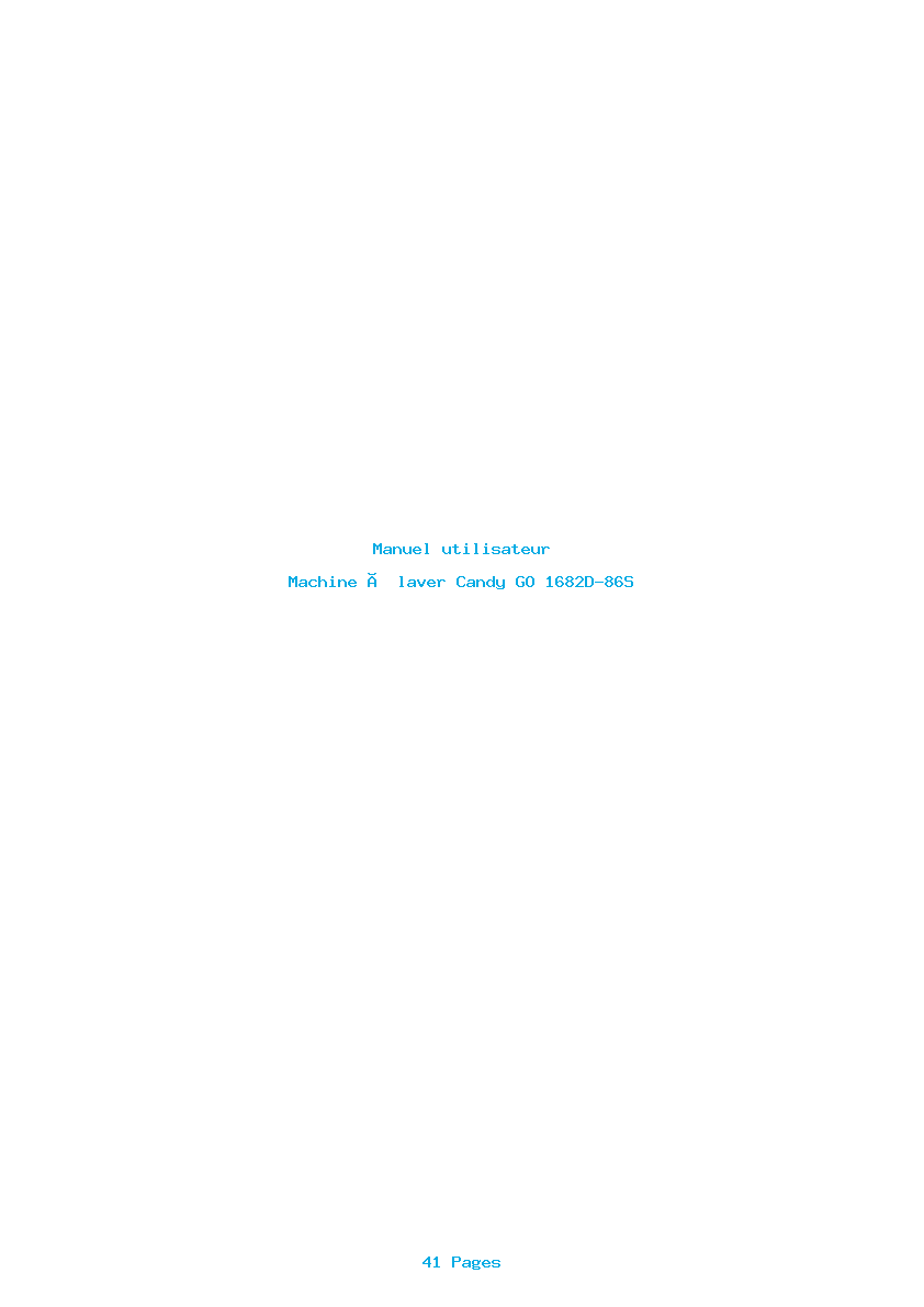 Page 1 de la notice Manuel utilisateur Candy GO 1682D-86S
