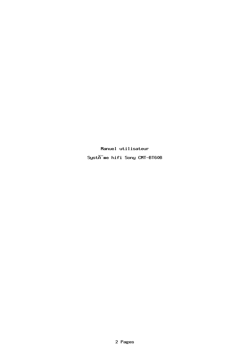 Page 1 de la notice Manuel utilisateur Sony CMT-BT60B