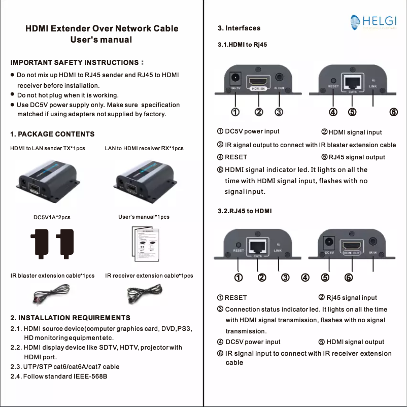 Page 1 de la notice Manuel utilisateur HELGI HLG0372A