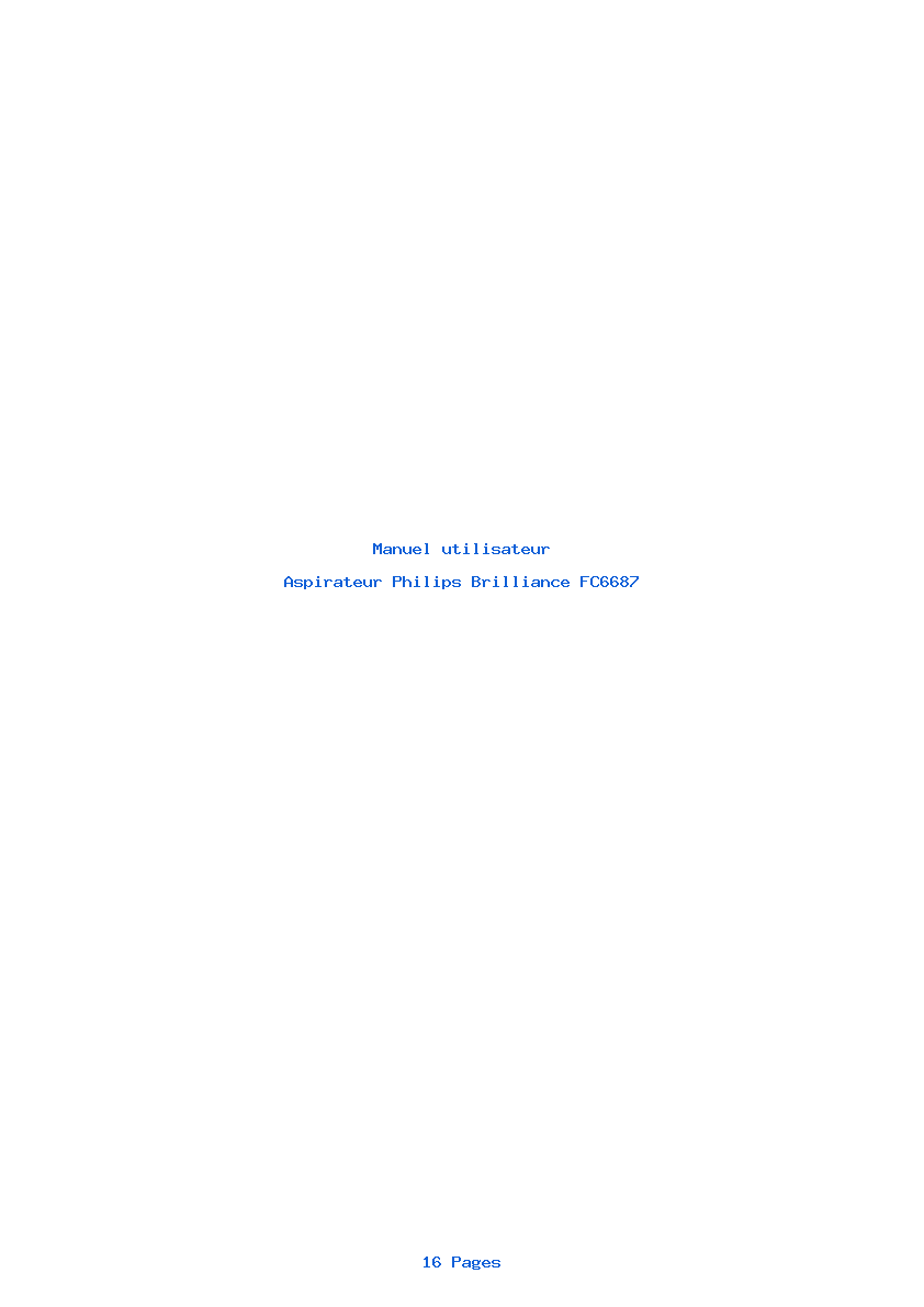 Page 1 de la notice Manuel utilisateur Philips Brilliance FC6687