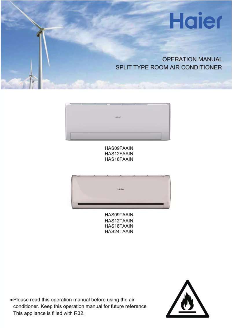 Página 1 del manual Manual de usuario Haier HAS18FAAIN