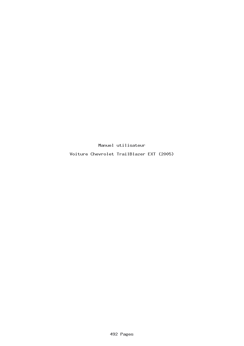 Page 1 de la notice Manuel utilisateur Chevrolet TrailBlazer EXT (2005)