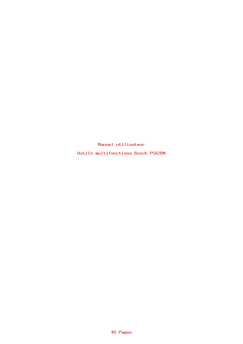 Page 1 de la notice Manuel utilisateur Bosch PS82BN