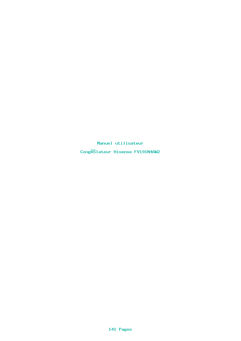Page 1 de la notice Manuel utilisateur Hisense FV191N4AW2