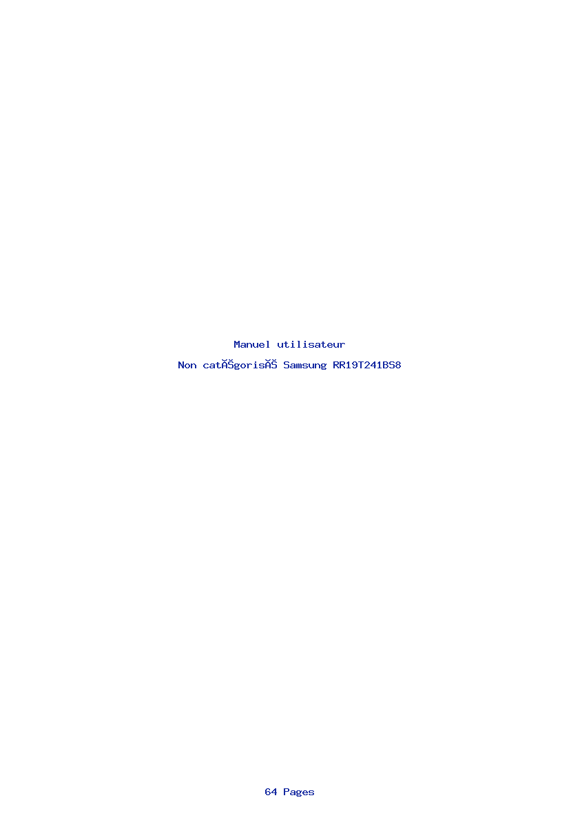 Page 1 de la notice Manuel utilisateur Samsung RR19T241BS8