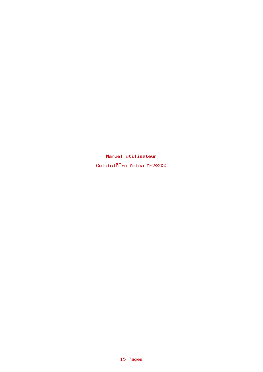 Page 1 de la notice Manuel utilisateur Amica AE2020X