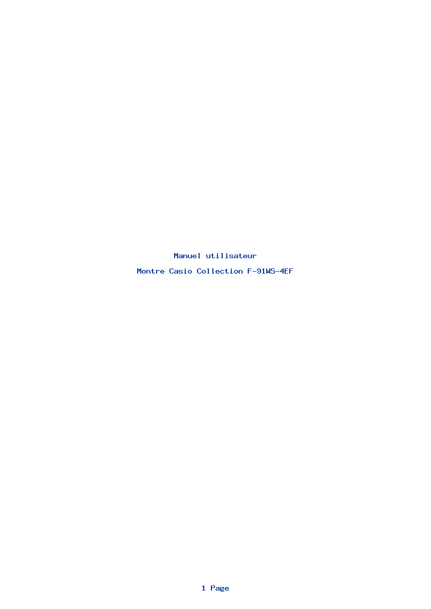 Page 1 de la notice Manuel utilisateur Casio Collection F-91WS-4EF