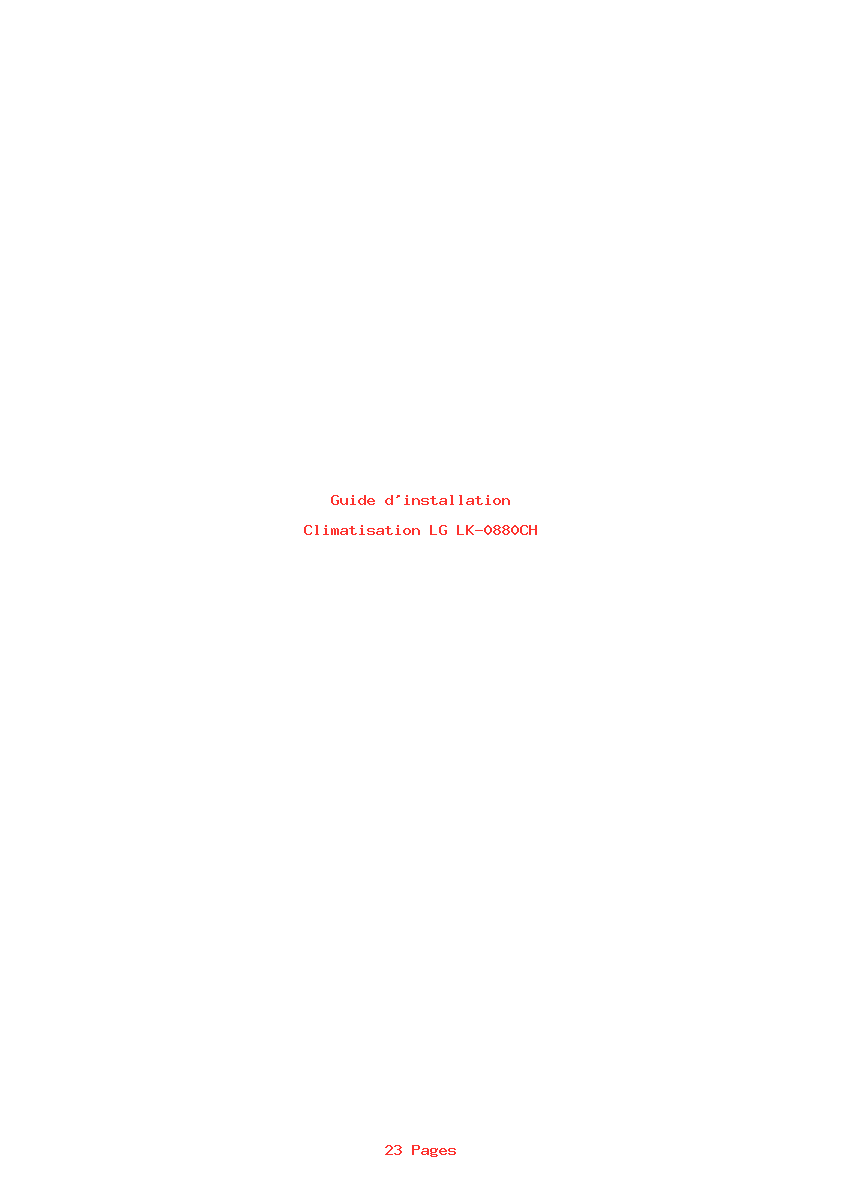 Page 1 de la notice Guide d'installation LG LK-0880CH