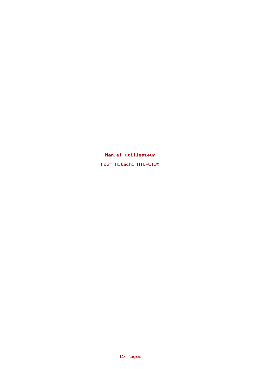 Page 1 de la notice Manuel utilisateur Hitachi HTO-CT30