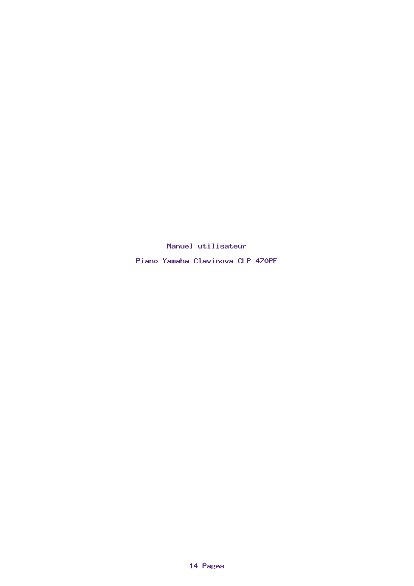 Page 1 de la notice Manuel utilisateur Yamaha Clavinova CLP-470PE