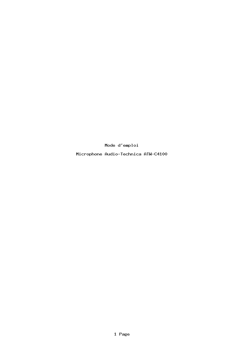 Page 1 de la notice Mode d'emploi Audio-Technica ATW-C4100