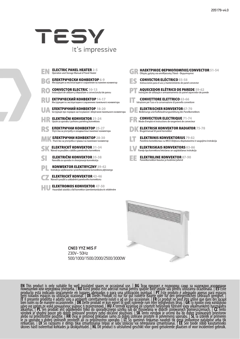 Página 1 del manual Manual de usuario Tesy CN03 150 MIS F