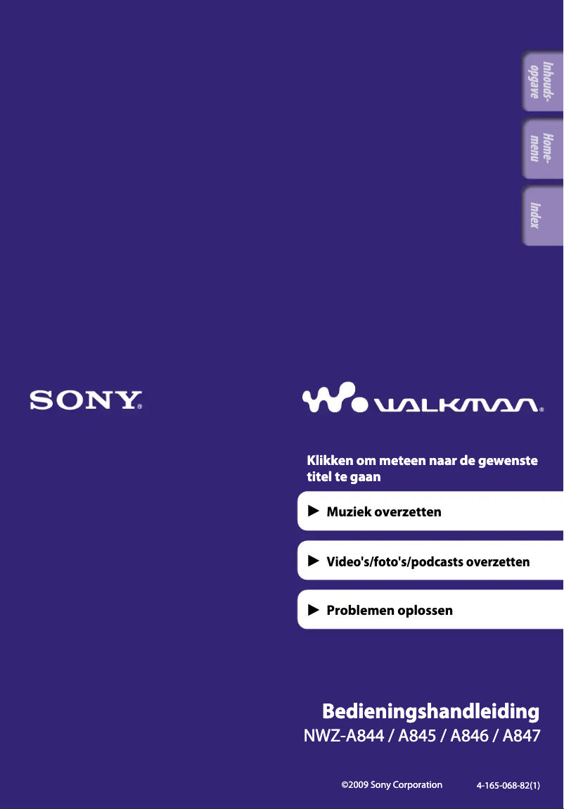 Page 1 de la notice Manuel utilisateur Sony NWZ-A845 Walkman