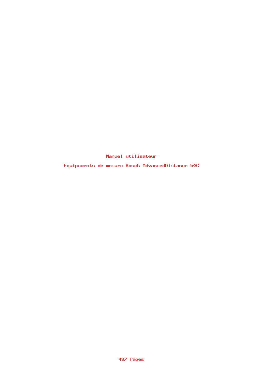 Page 1 de la notice Manuel utilisateur Bosch AdvancedDistance 50C