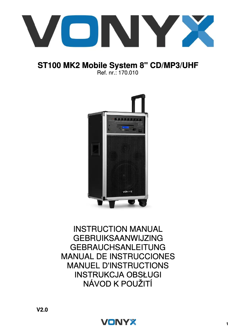 Page 1 de la notice Manuel utilisateur Vonyx ST-100 MK2