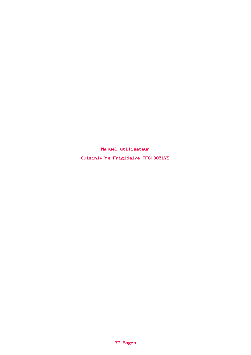 Page 1 de la notice Manuel utilisateur Frigidaire FFGH3051VS
