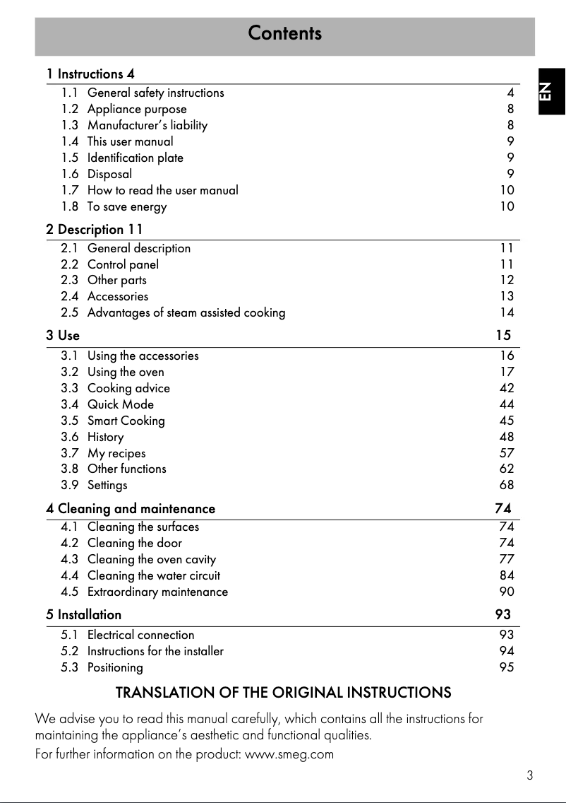 Página 1 del manual Manual de usuario Smeg SFPA9305SPX
