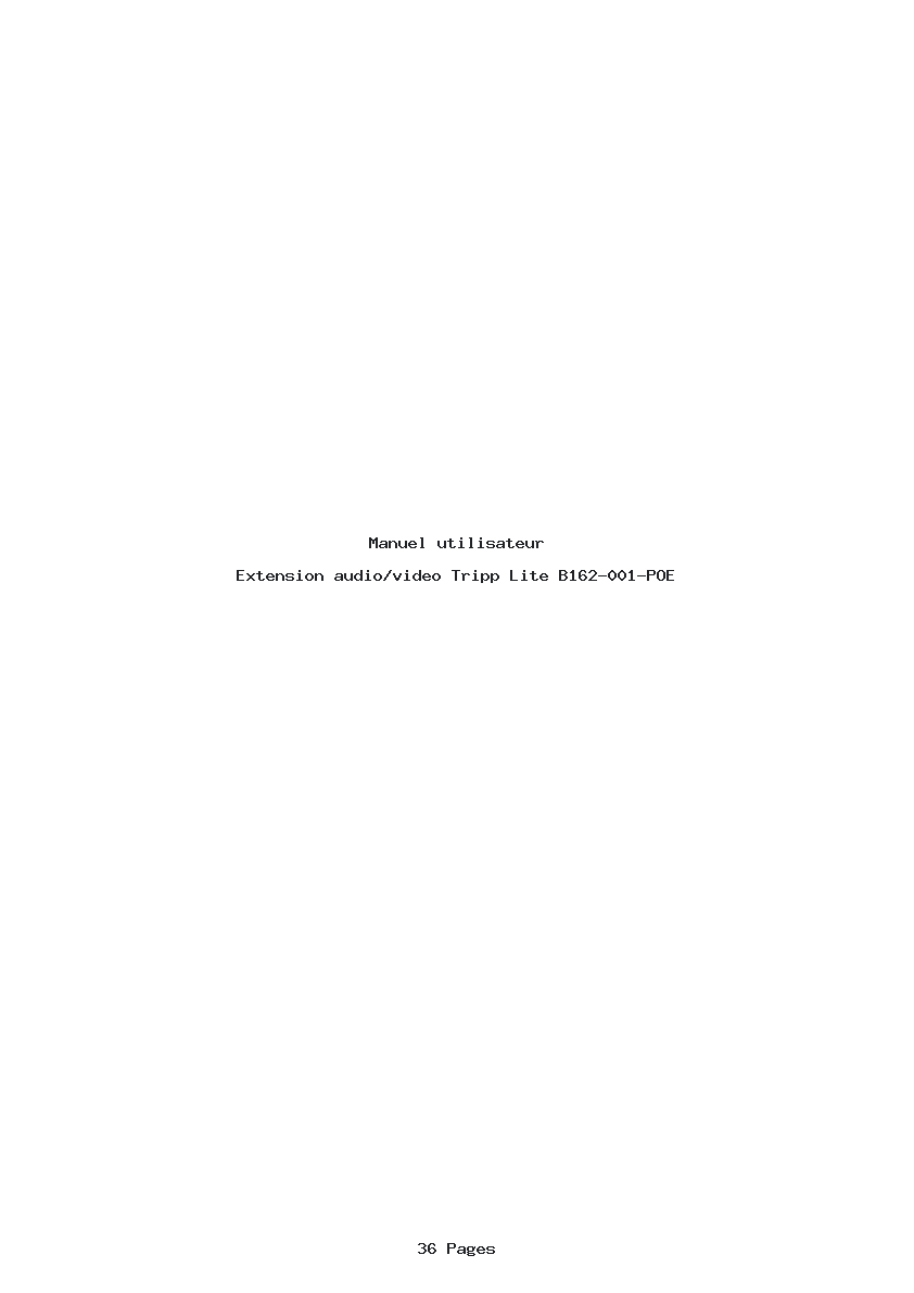 Page 1 de la notice Manuel utilisateur Tripp Lite B162-001-POE