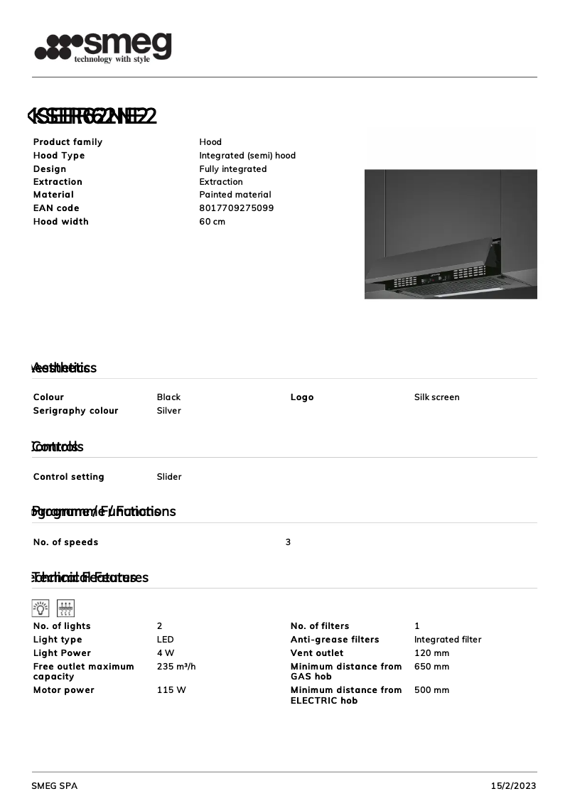 Page 1 de la notice Brochure Smeg KSEIR62NE2