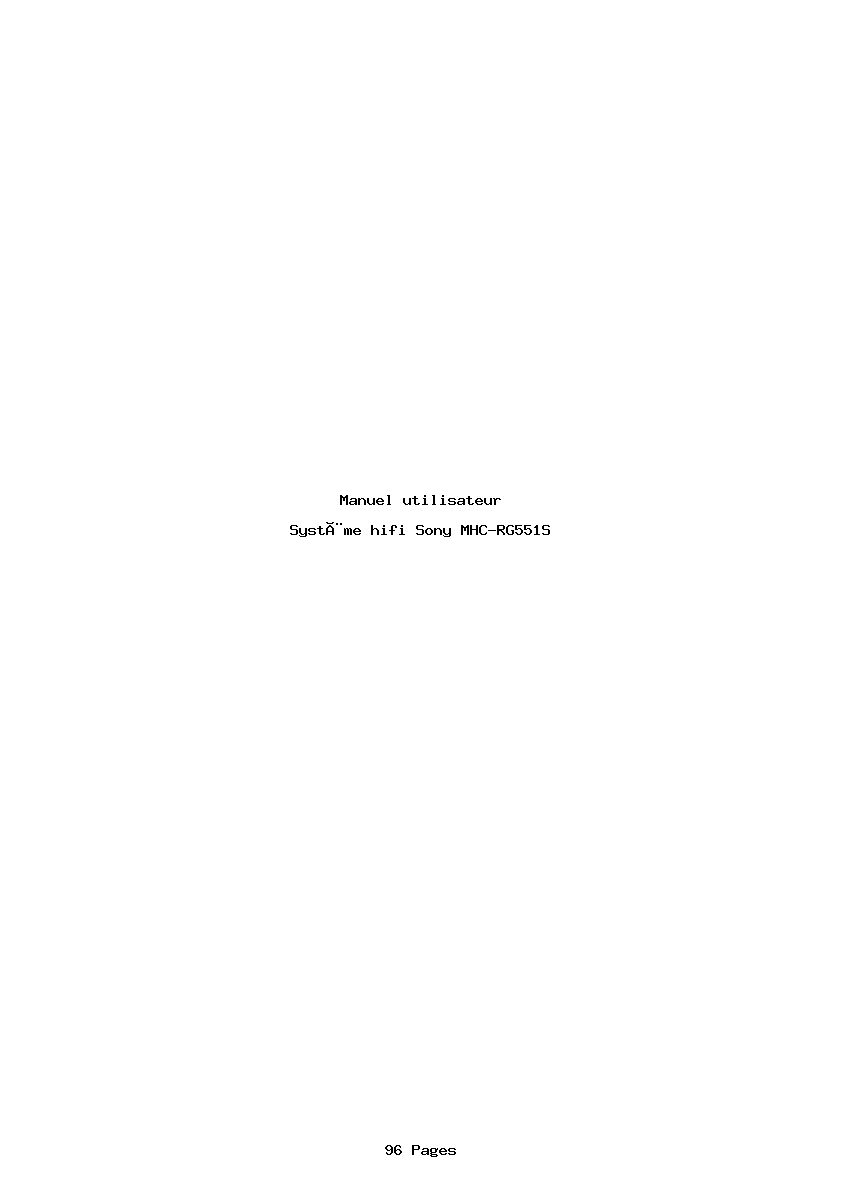 Page 1 de la notice Manuel utilisateur Sony MHC-RG551S