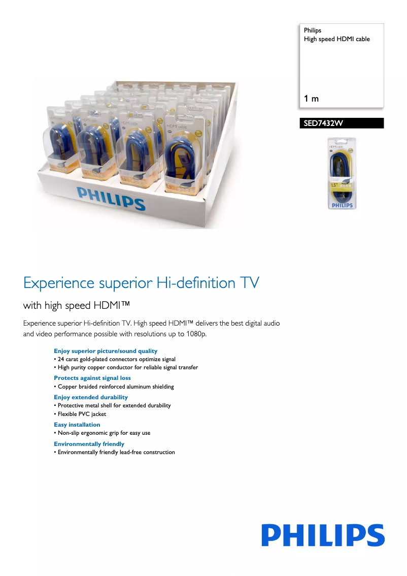Page 1 of the manual Technical Sheet Philips SED7432W