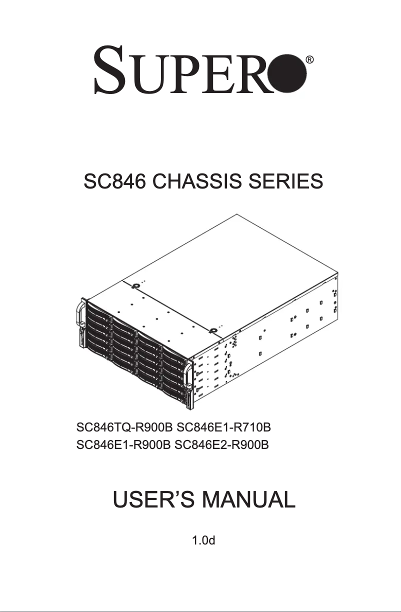 Page 1 de la notice Manuel utilisateur Supermicro SuperChassis 846E2-R900B