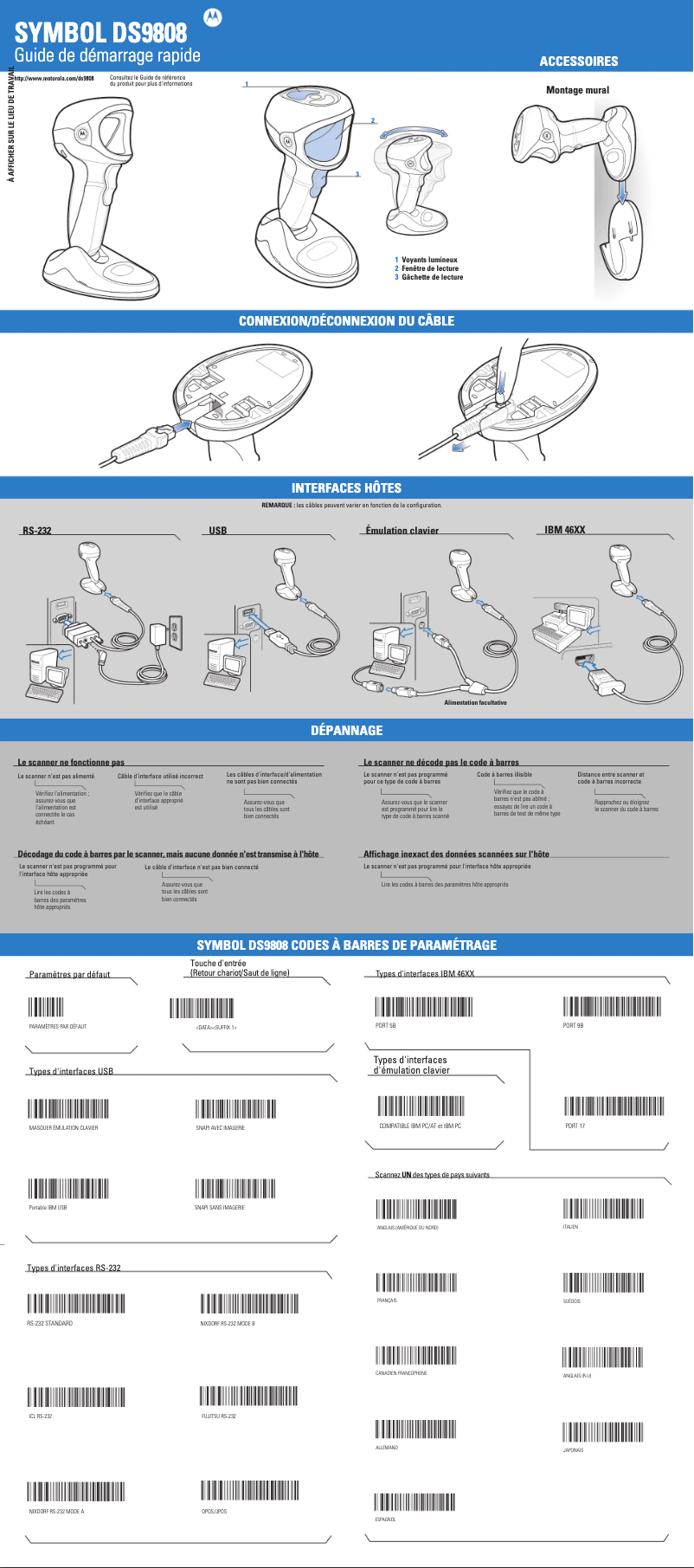 Page 1 de la notice Manuel utilisateur Zebra DS9808