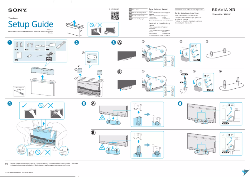 Page 1 de la notice Guide d'installation Sony XR-48A90K