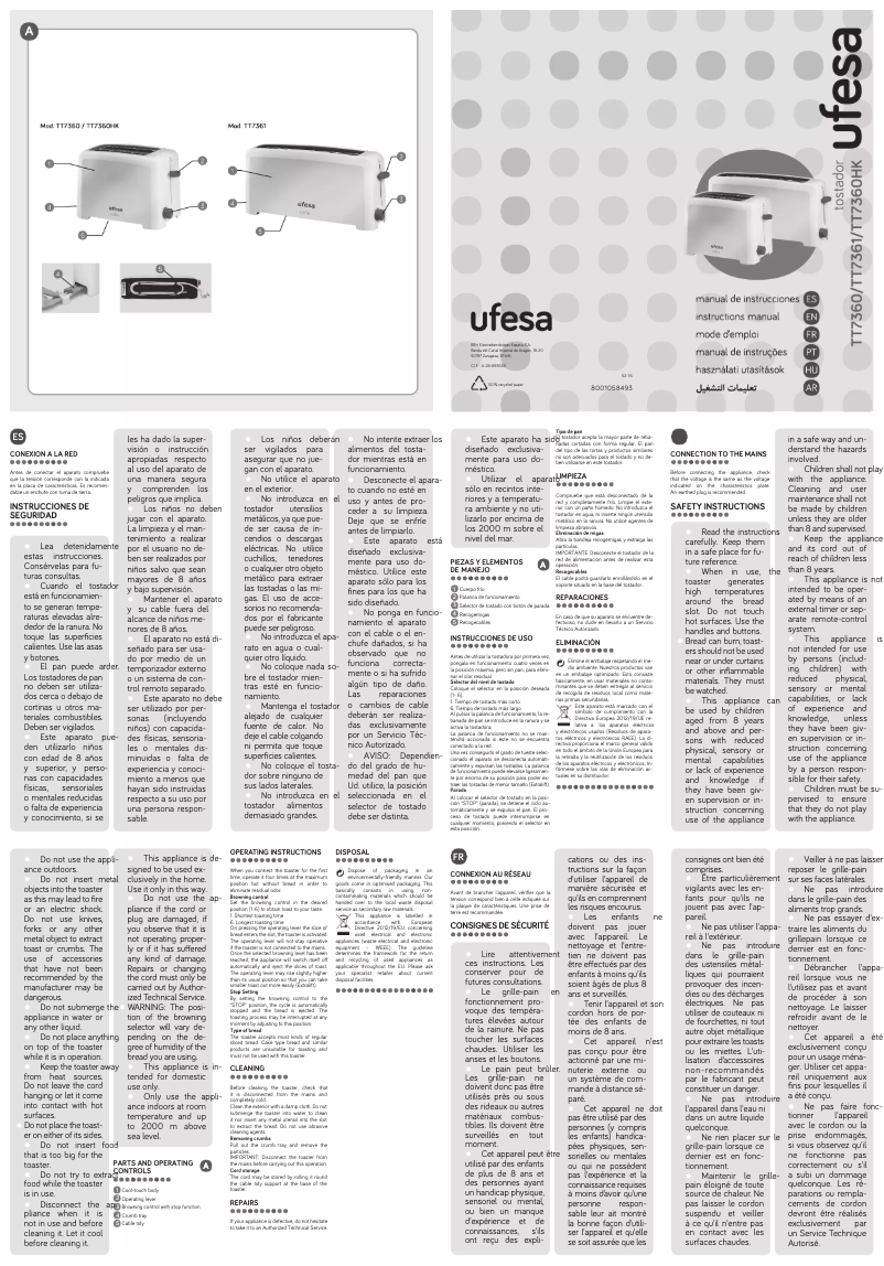 Page 1 de la notice Manuel utilisateur Ufesa Activa TT7360