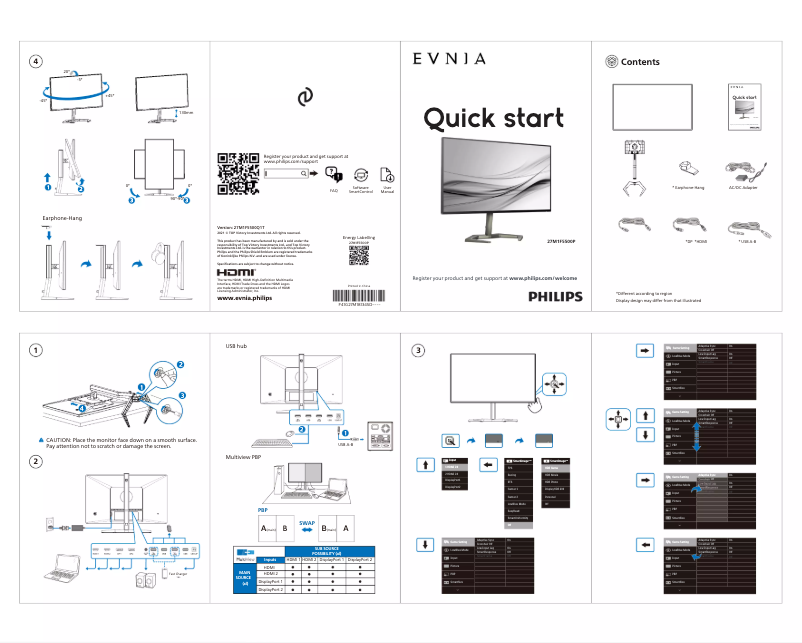 Page n°1 - Guide de démarrage rapide Philips 27M1F5500P