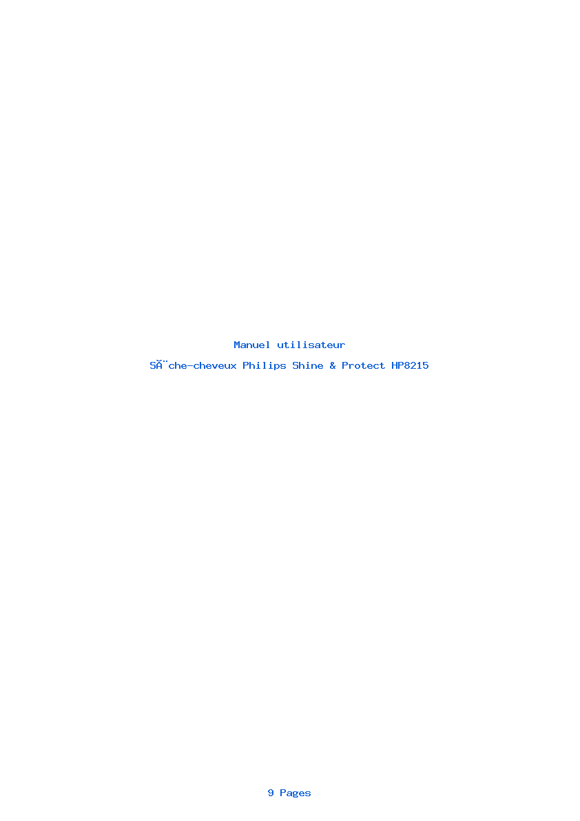 Page 1 de la notice Manuel utilisateur Philips Shine & Protect HP8215
