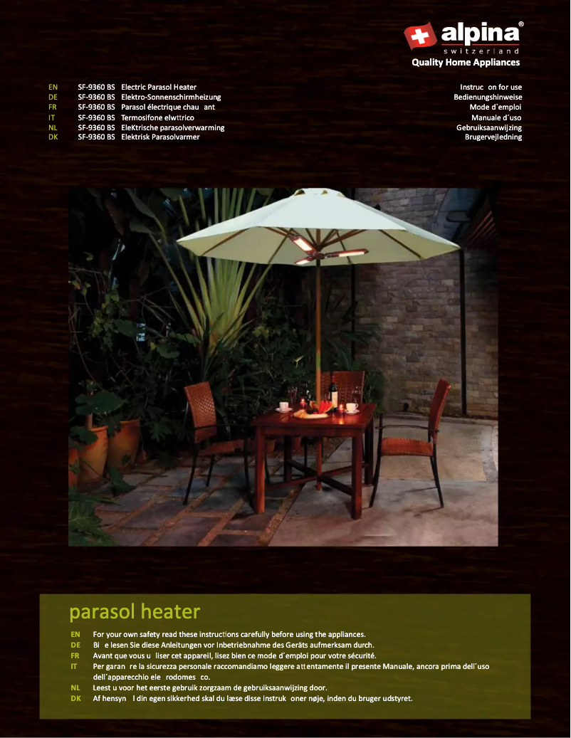 Page 1 de la notice Manuel utilisateur Alpina SF-9360