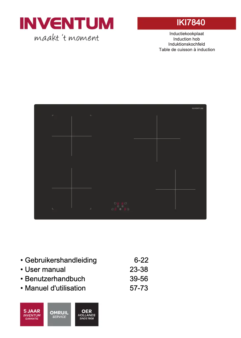 Page 1 de la notice Manuel utilisateur Inventum IKI7840