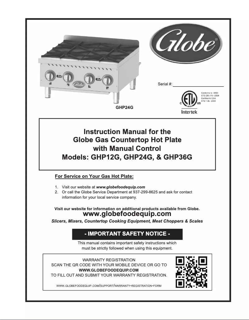 Page 1 de la notice Manuel utilisateur Globe GHP12G