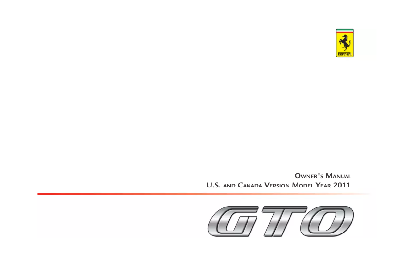 Page 1 of the manual User Manual Ferrari 599 GTO (2011)