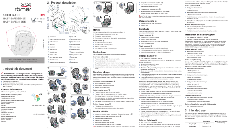 Page 1 de la notice Manuel utilisateur Britax-Römer Baby-Safe iSense