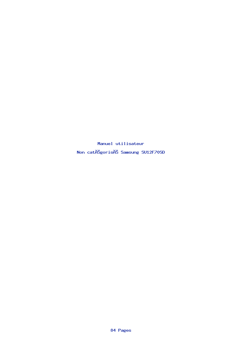 Page 1 de la notice Manuel utilisateur Samsung SU12F70SD