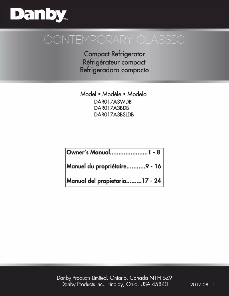 Page 1 de la notice Manuel utilisateur Danby DAR026A2BSLDB