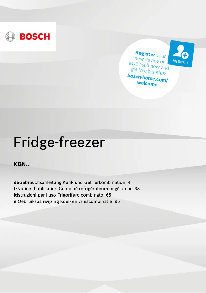 Page 1 of the manual User Manual Bosch KGN39HIEP